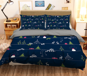 3D Tree Snowman 31126 Christmas Quilt Duvet Cover Xmas Bed Pillowcases