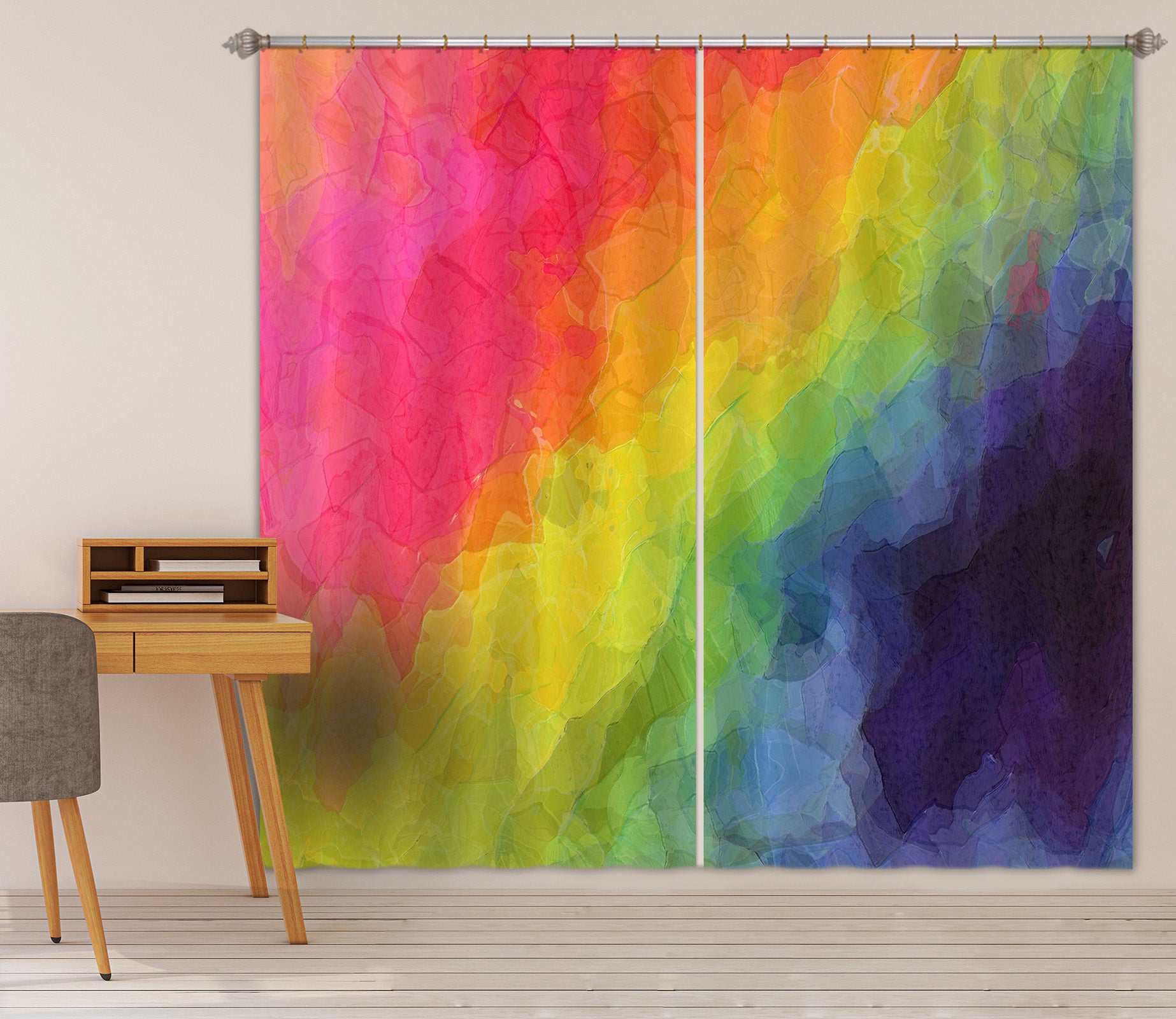 3D Painted Rainbow 047 Shandra Smith Curtain Curtains Drapes