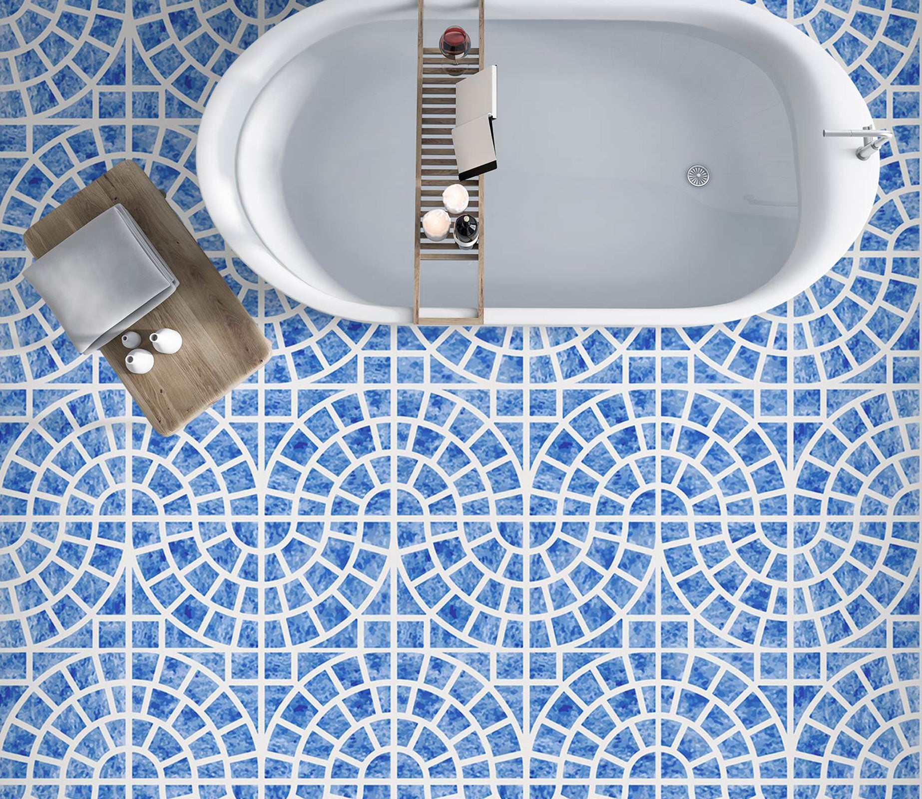 3D Simple Blue Pattern 121 Floor Mural  Wallpaper Murals Rug & Mat Print Epoxy waterproof bath floor