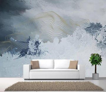 3D Gold Line WC712 Wall Murals