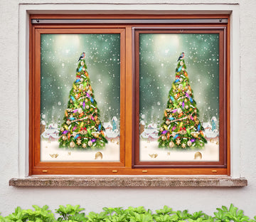3D Christmas Tree 31020 Christmas Window Film Print Sticker Cling Stained Glass Xmas