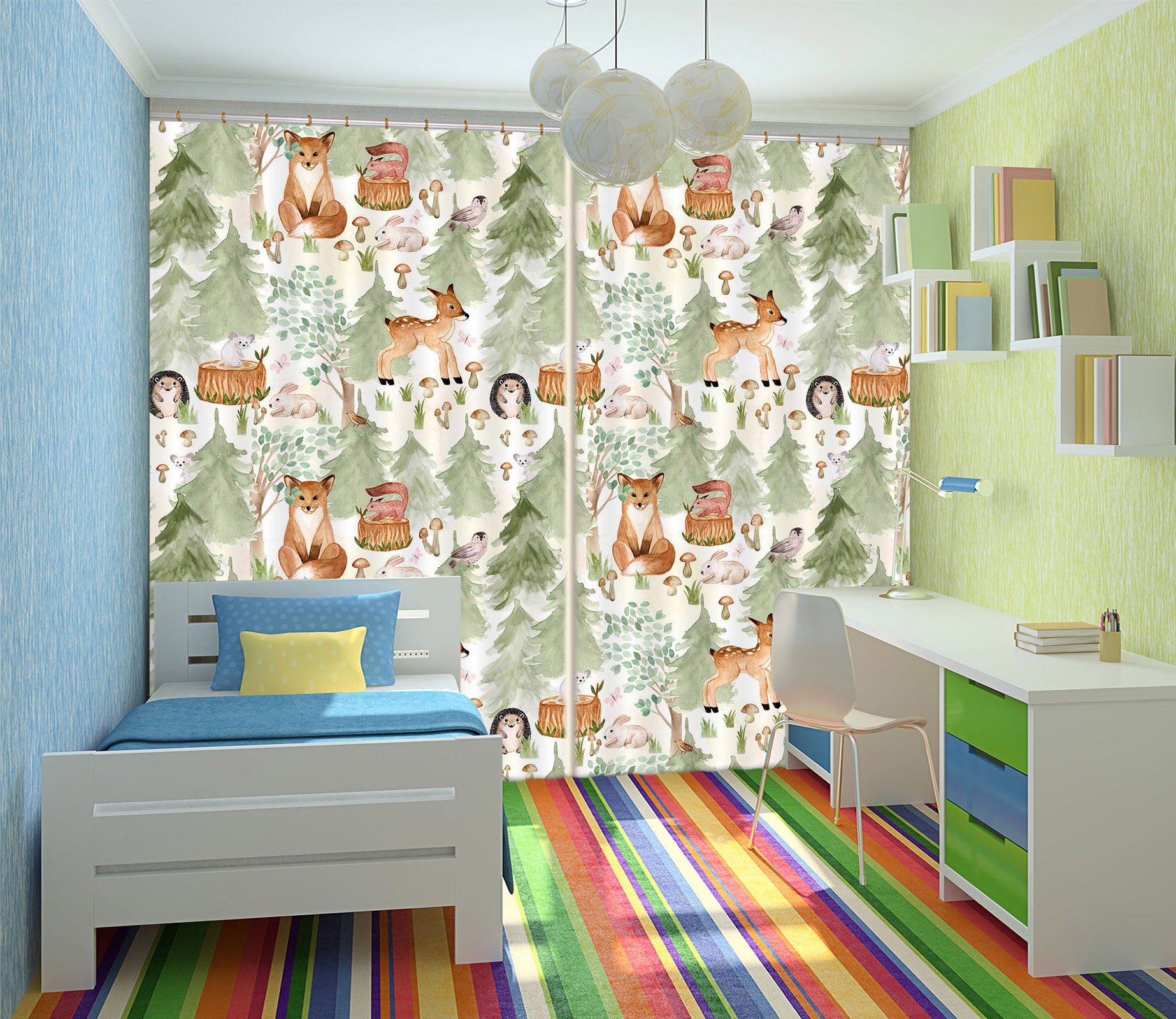 3D Deer Hedgehog 150 Uta Naumann Curtain Curtains Drapes