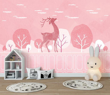 3D Wonderful Pink Deer 2571 Wall Murals