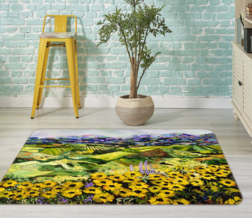 3D Yellow Flowers 1012 Allan P. Friedlander Rug Non Slip Rug Mat