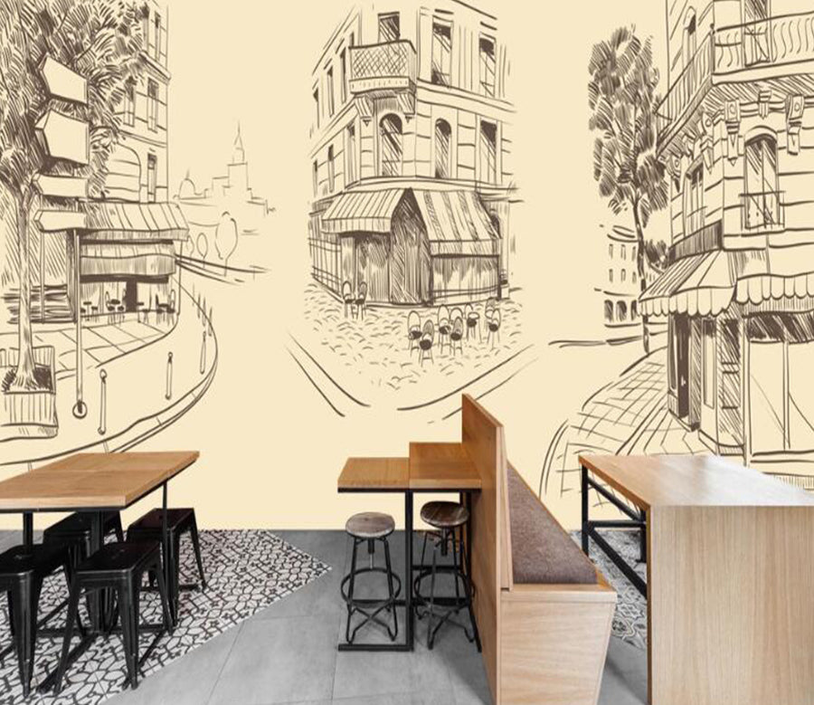 3D Street Outline 520 Wall Murals