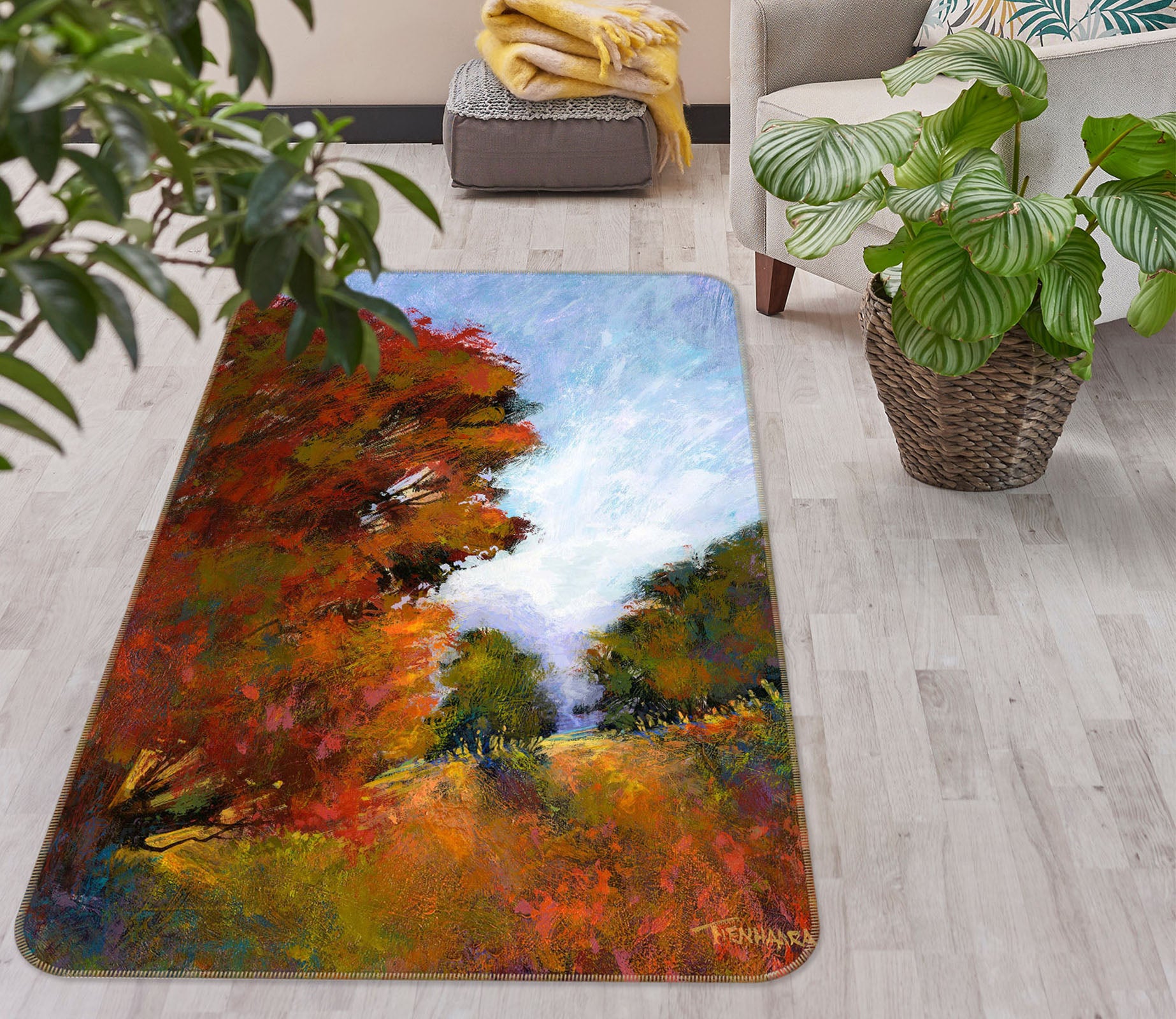 3D Forest Maple Leaf 1111 Michael Tienhaara Rug Non Slip Rug Mat