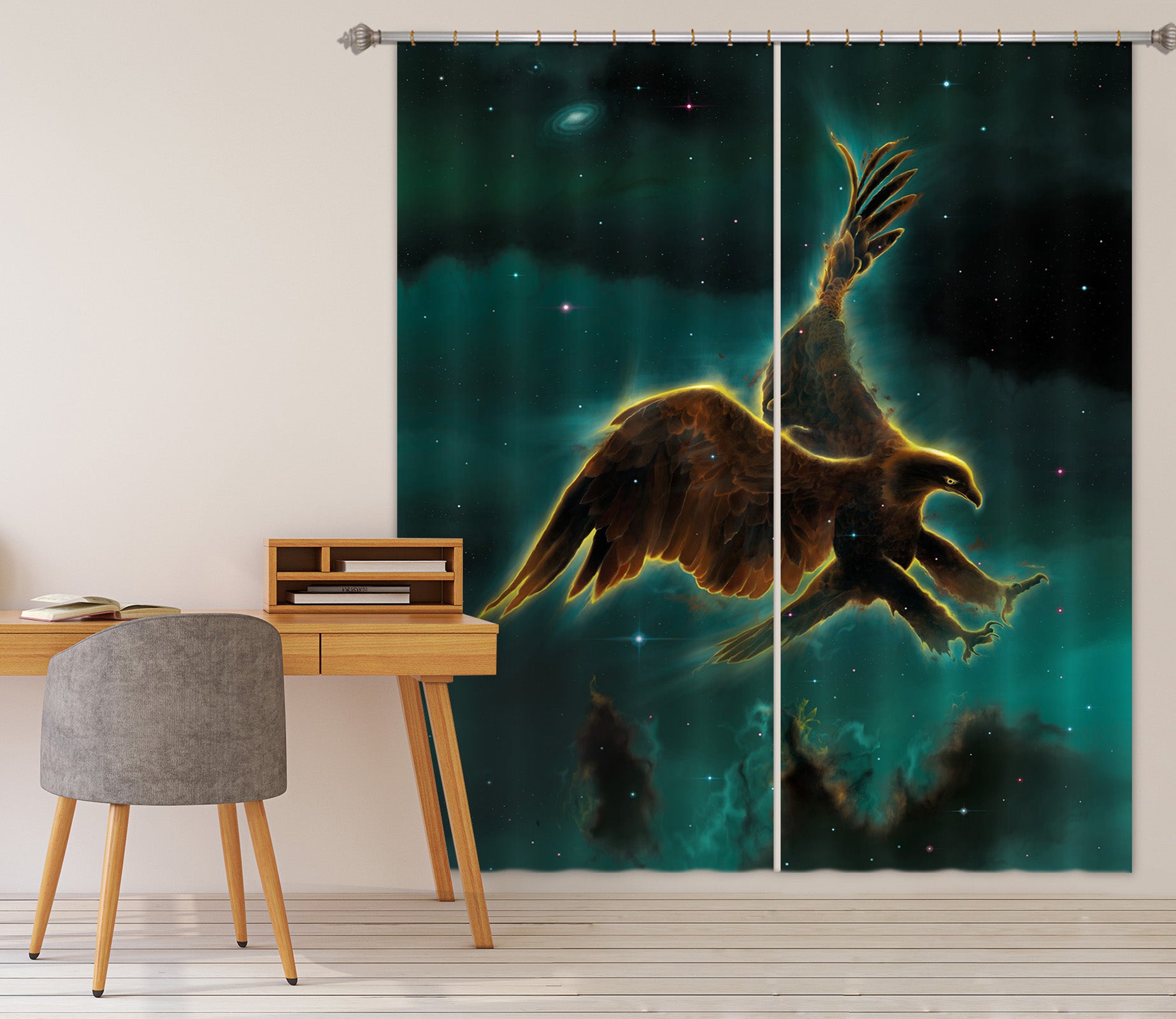 3D Eagle Galaxy 035 Vincent Hie Curtain Curtains Drapes