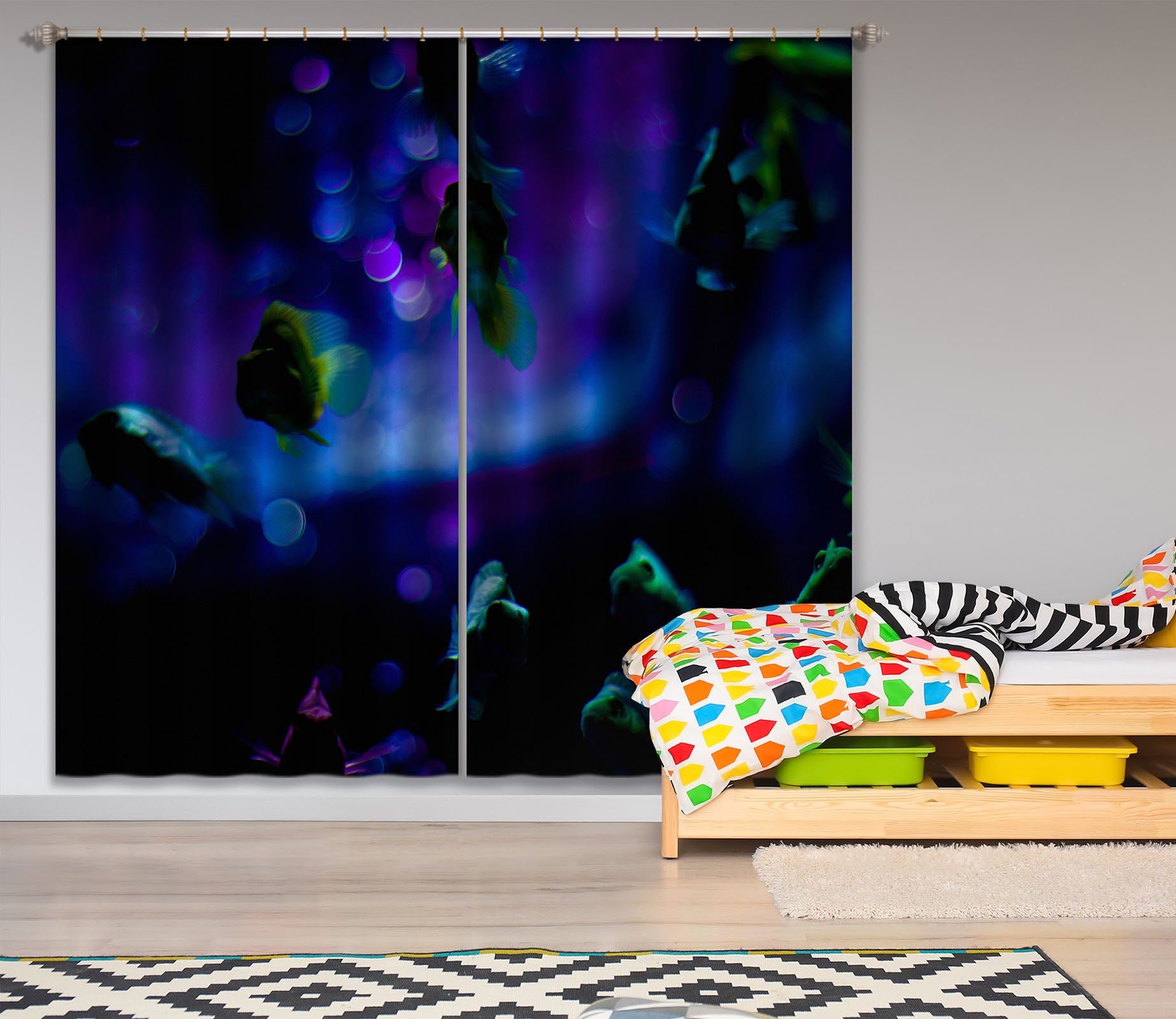 3D Purple Flowers 041 Noirblanc777 Curtain Curtains Drapes