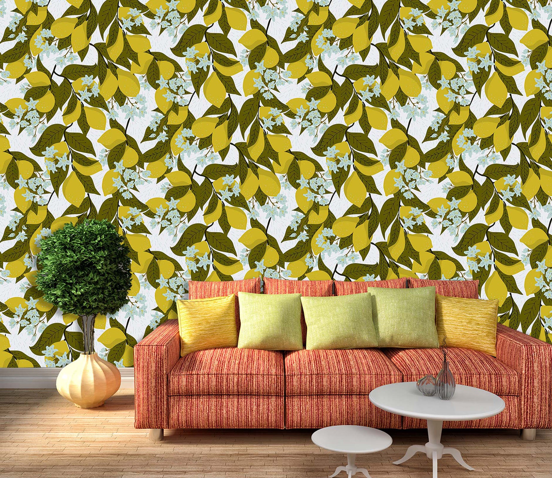 3D Blue Floral Leaves 120106 Kashmira Jayaprakash Wall Mural Wall Murals