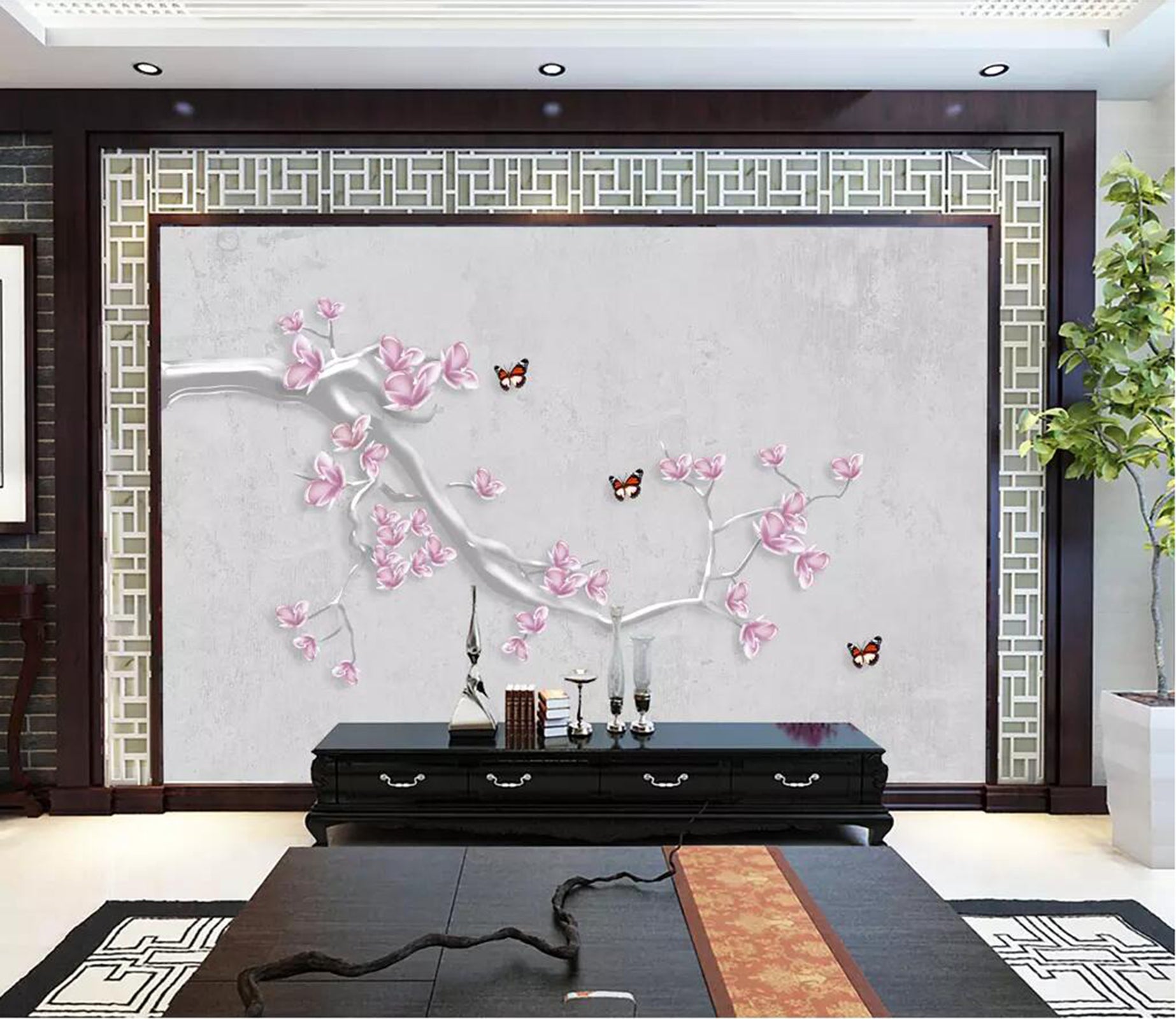 3D Flower Butterfly WC34 Wall Murals Wallpaper AJ Wallpaper 2 