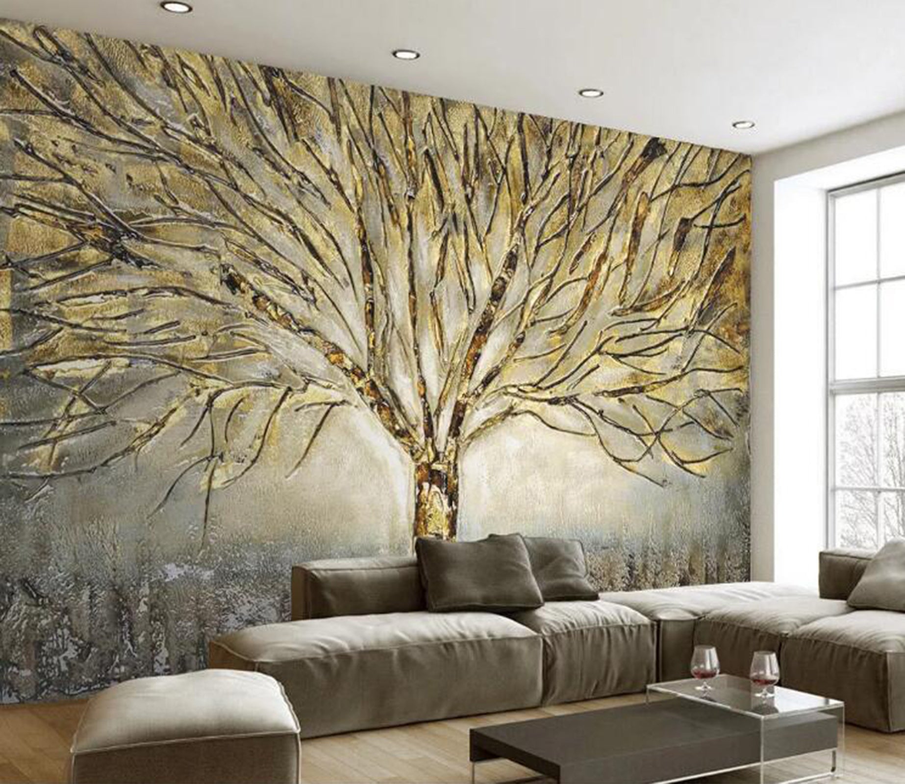 3D Golden Twig WG74 Wall Murals Wallpaper AJ Wallpaper 2 