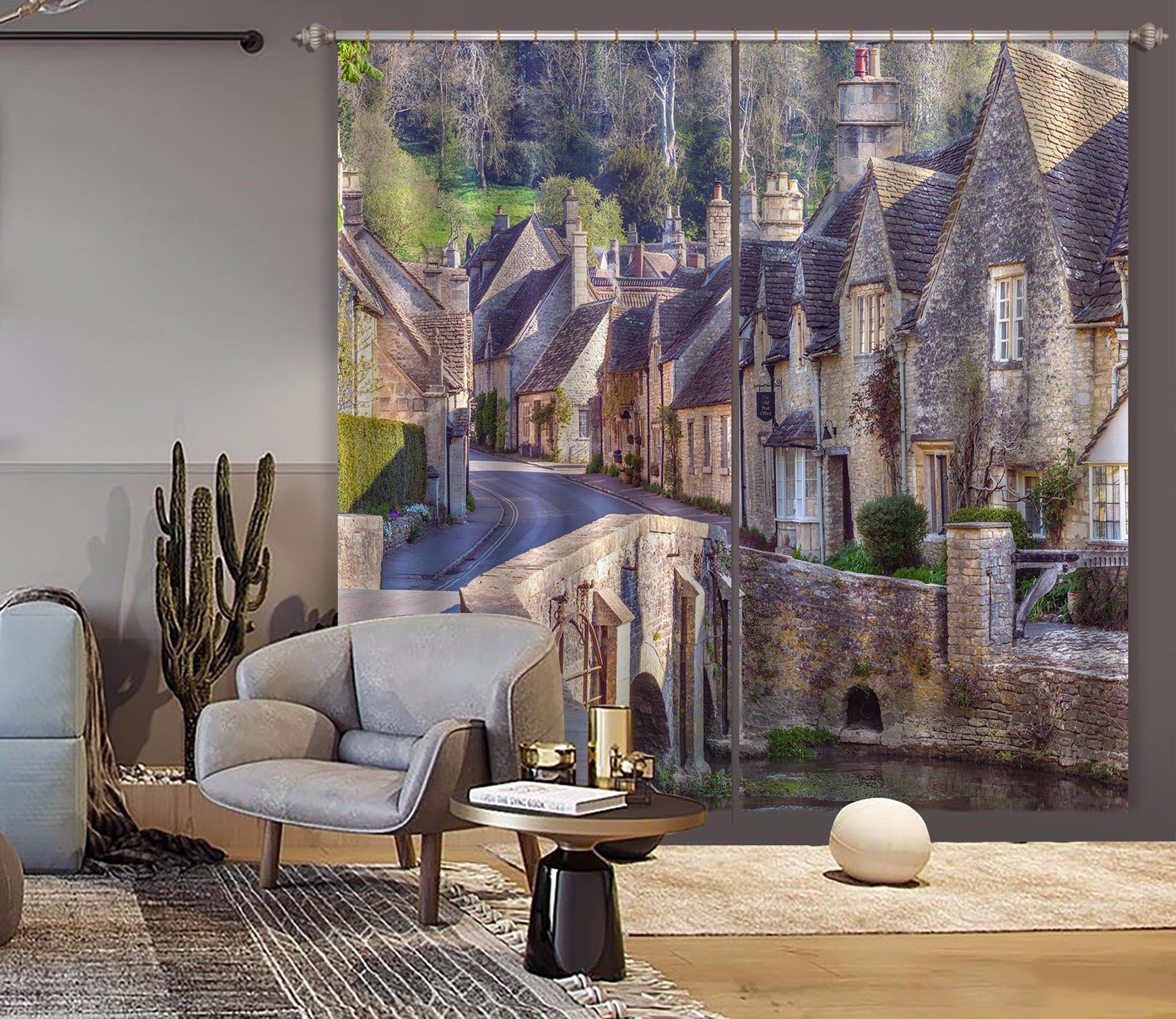 3D Summer Village 6384 Assaf Frank Curtain Curtains Drapes