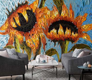 3D Serenity Sunflowers 1414 Dena Tollefson Wall Mural Wall Murals