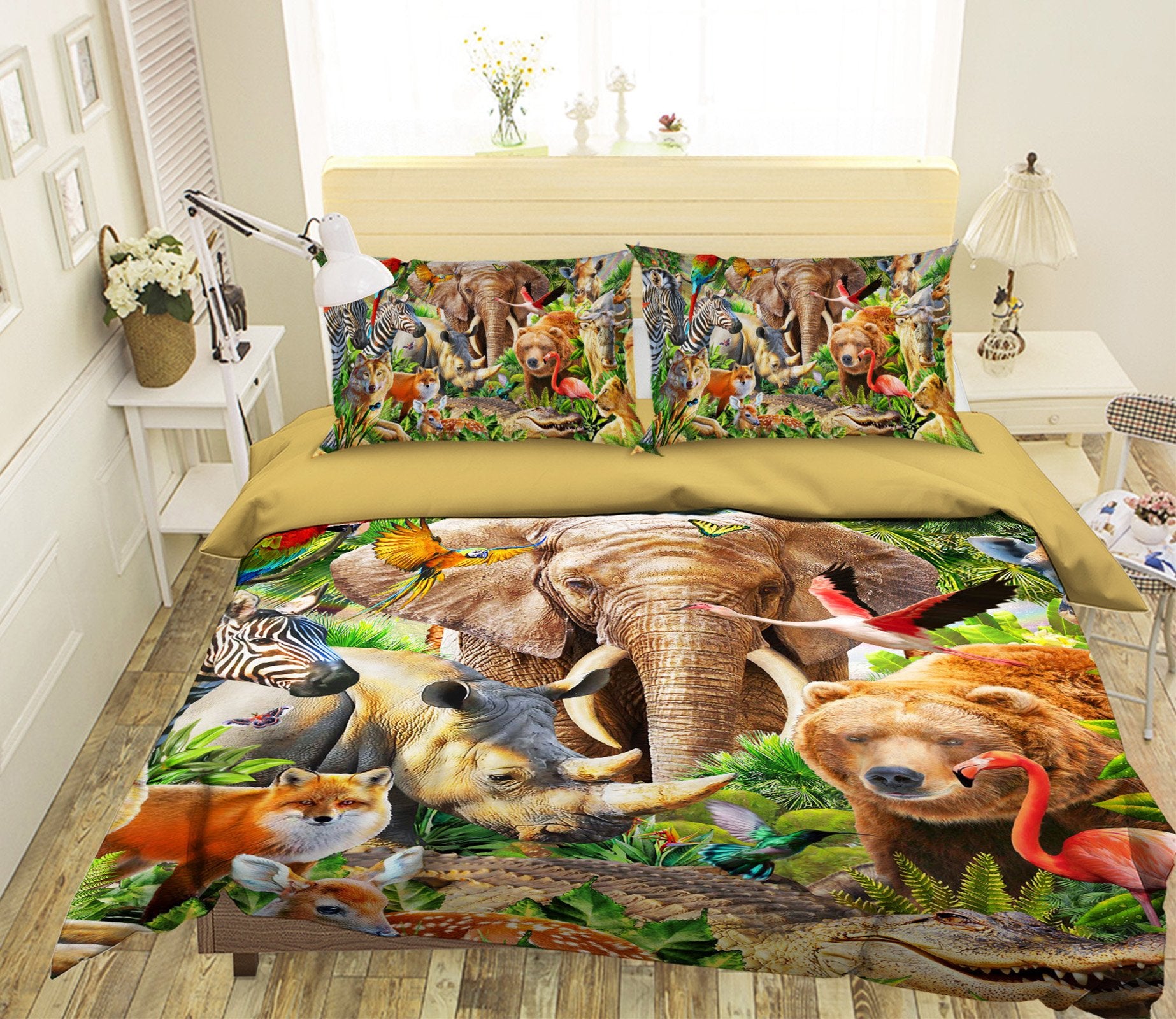 3D Animal World 2129 Adrian Chesterman Bedding Bed Pillowcases Quilt Quiet Covers AJ Creativity Home 