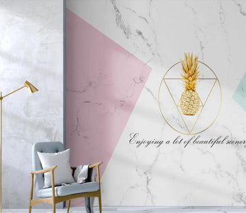 3D Golden Pineapple In Geometry 2280 Wall Murals