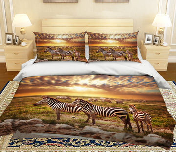 3D Sunshine Zebra 007 Bed Pillowcases Quilt