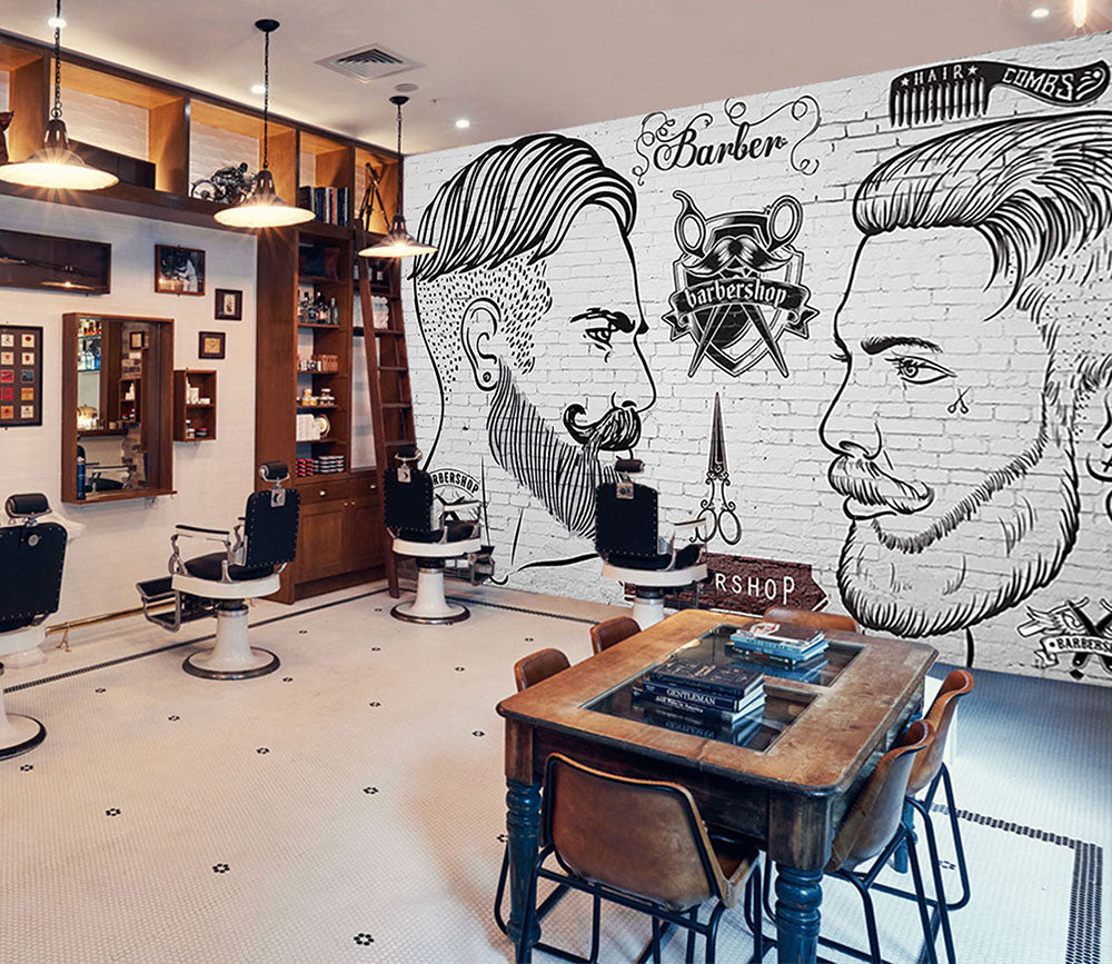 3D Cut Hair 1453 Barber Shop Wall Murals