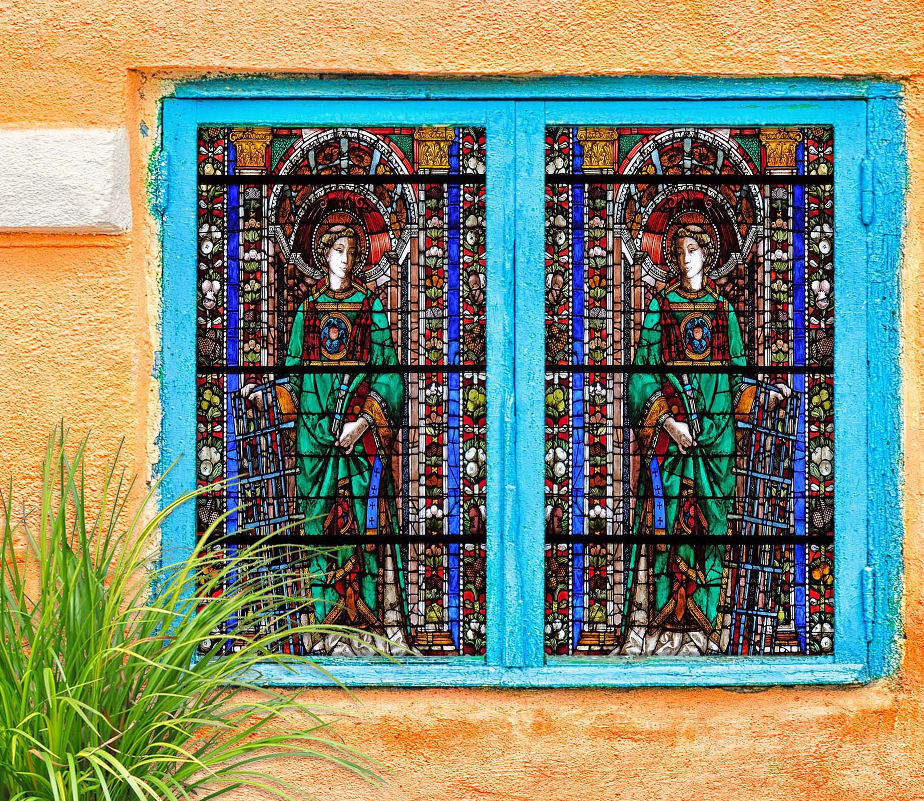 3D Green Priesthood 119 Window Film Print Sticker Cling Stained Glass UV Block