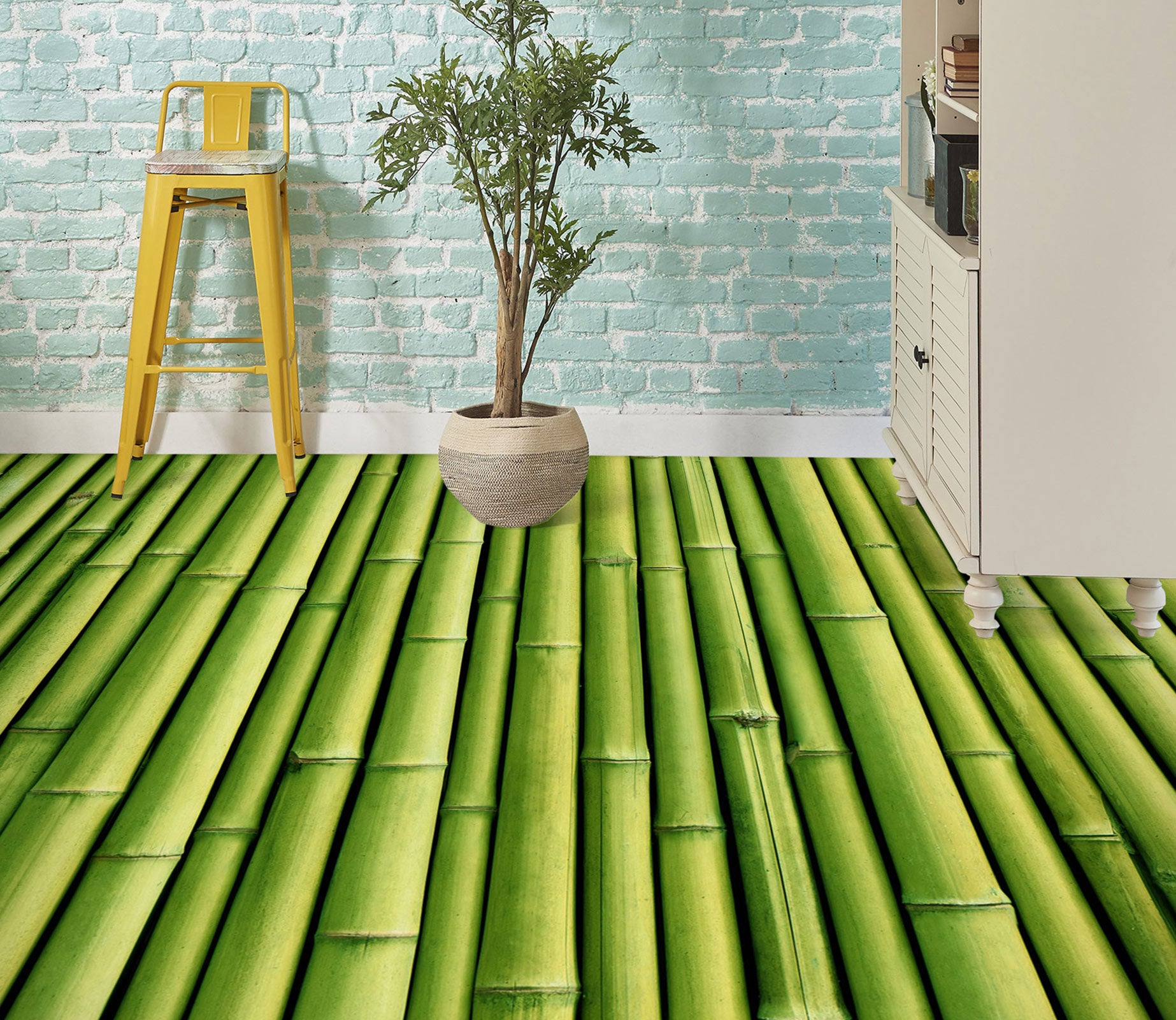 3D Green Bamboos 1397 Floor Mural  Wallpaper Murals Self-Adhesive Removable Print Epoxy