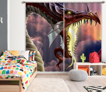 3D Dragon Mouth 5088 Tom Wood Curtain Curtains Drapes