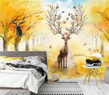 3D Autumn Deer WC798 Wall Murals