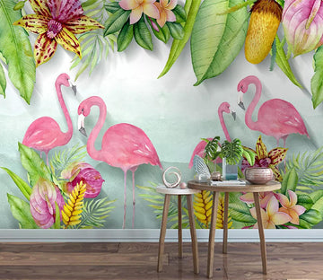 3D Pink Flamingo WC750 Wall Murals