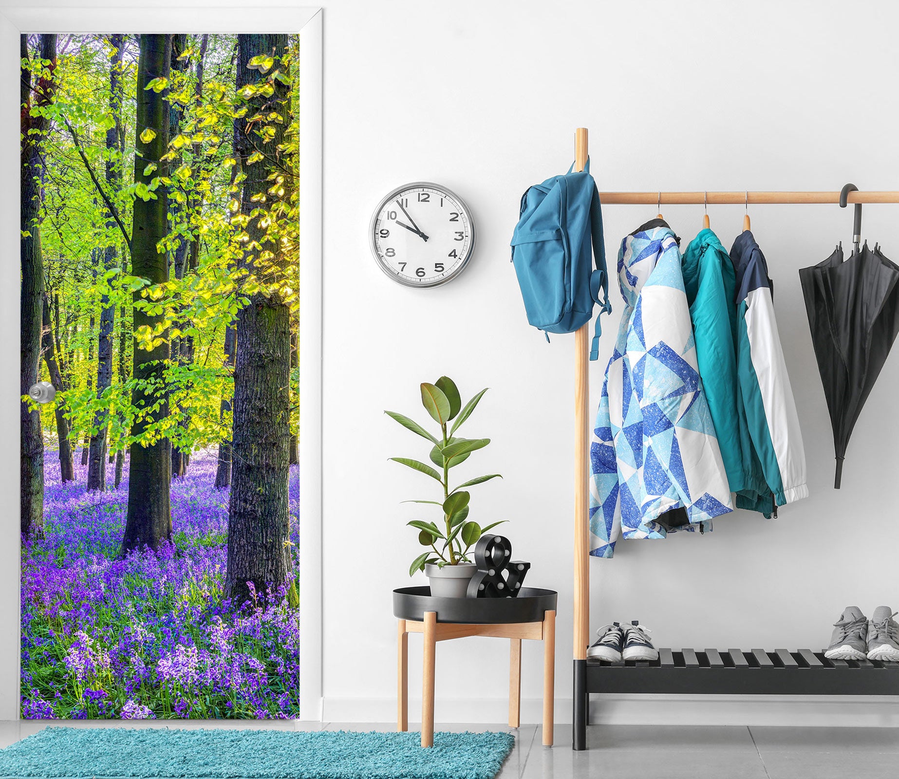 3D Forest Purple Flower Bushes 10636 Assaf Frank Door Mural