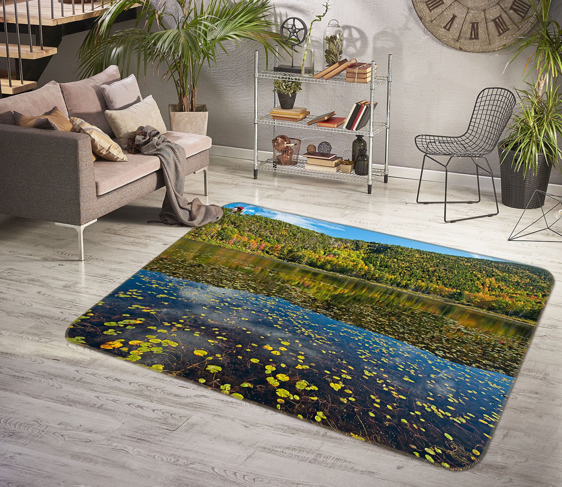 3D Lake Leaves 62219 Kathy Barefield Rug Non Slip Rug Mat