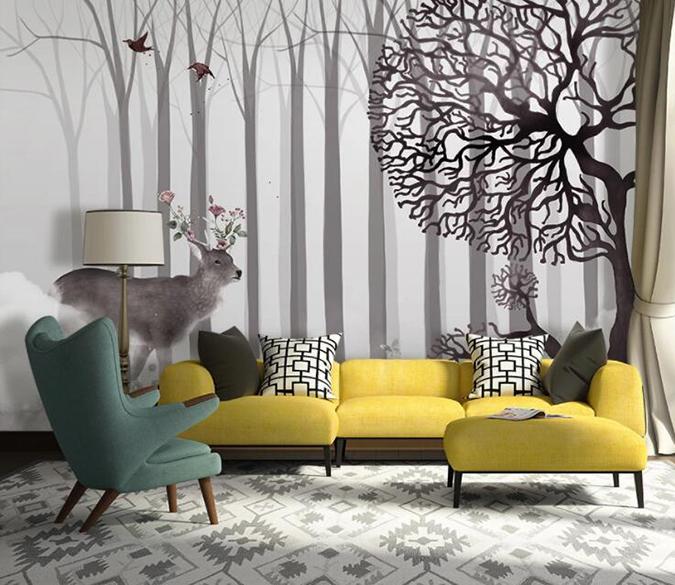 3D Foggy Forest 433 Wall Murals Wallpaper AJ Wallpaper 2 