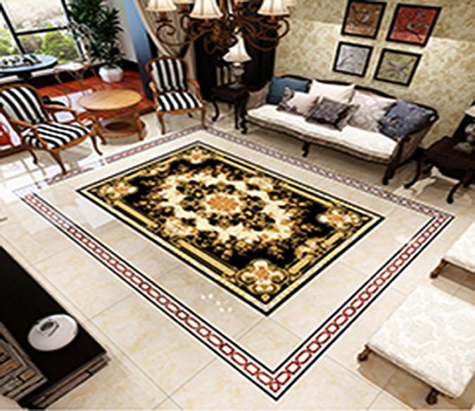 3D Golden Flowers WG224 Floor Mural Wallpaper AJ Wallpaper 2 