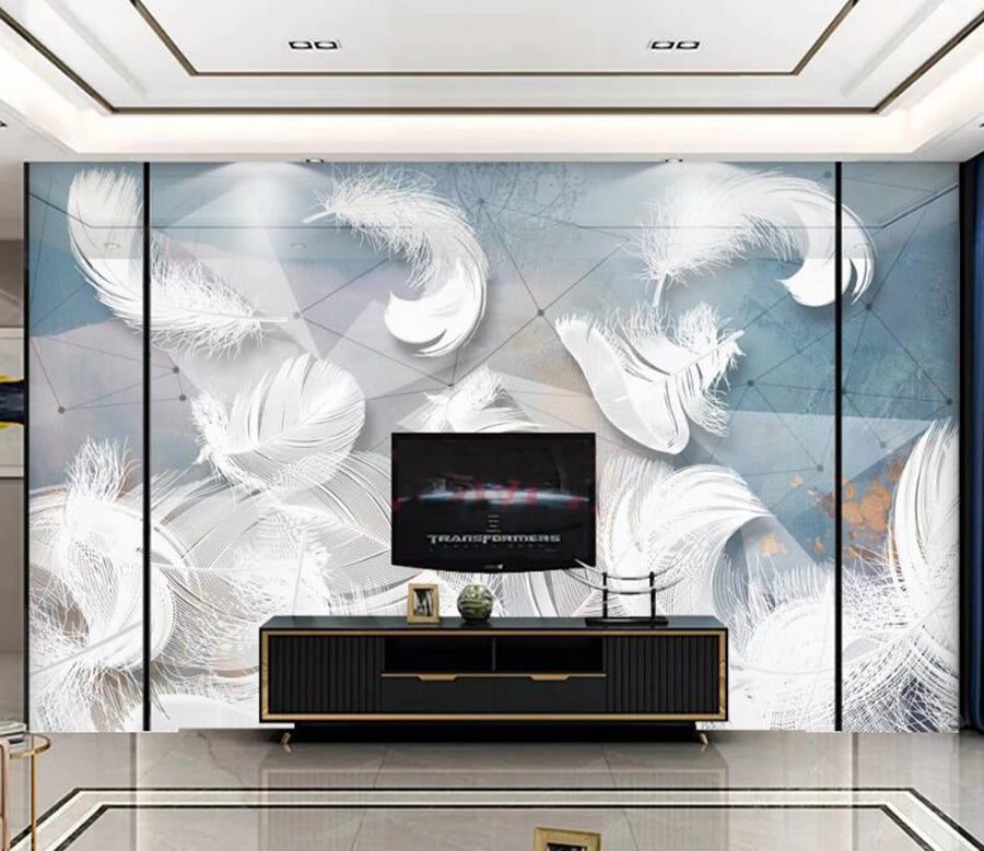 3D White Feather 178 Wall Murals