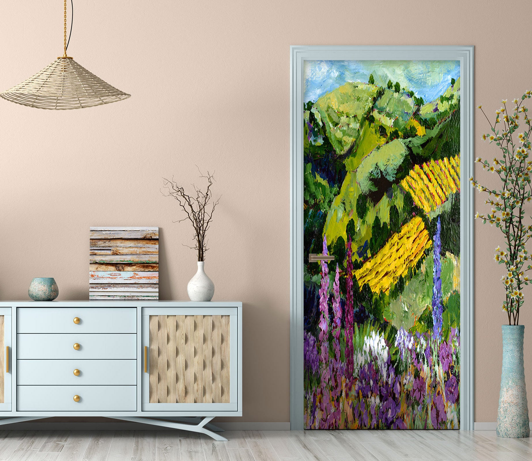 3D Purple Flowers Field Hillside Painting 9325 Allan P. Friedlander Door Mural