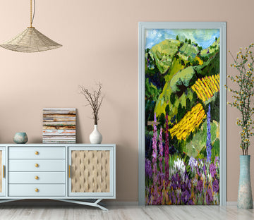 3D Purple Flowers Field Hillside Painting 9325 Allan P. Friedlander Door Mural