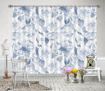 3D Blue Peony 248 Uta Naumann Curtain Curtains Drapes