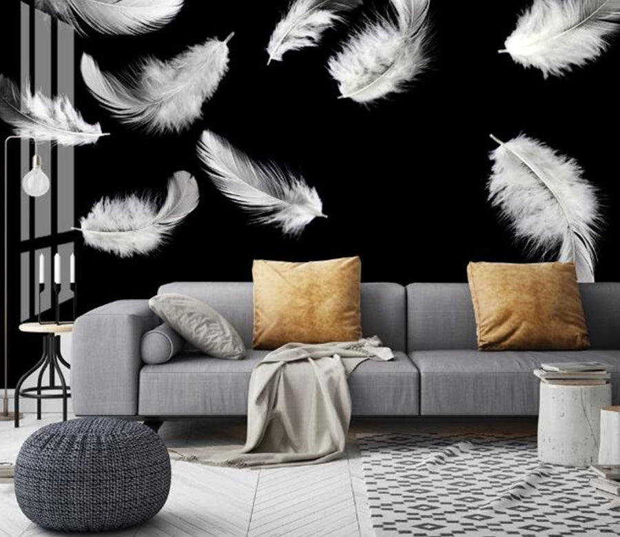 3D White Feather 398 Wall Murals