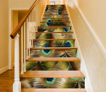 3D Dreamy Peacock Feather 284 Stair Risers