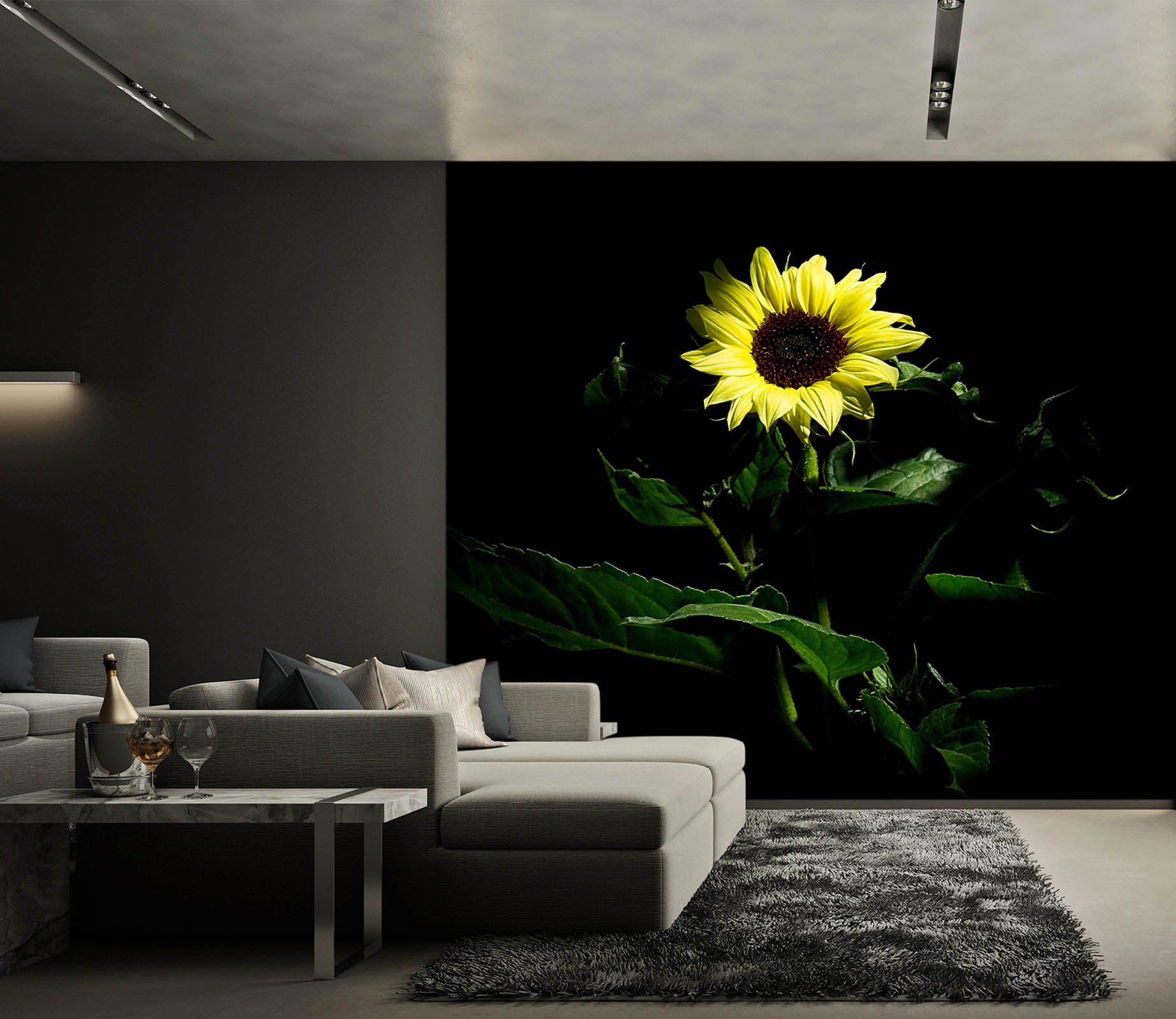 3D Dark Sunflower 125 Kathy Barefield Wall Mural Wall Murals