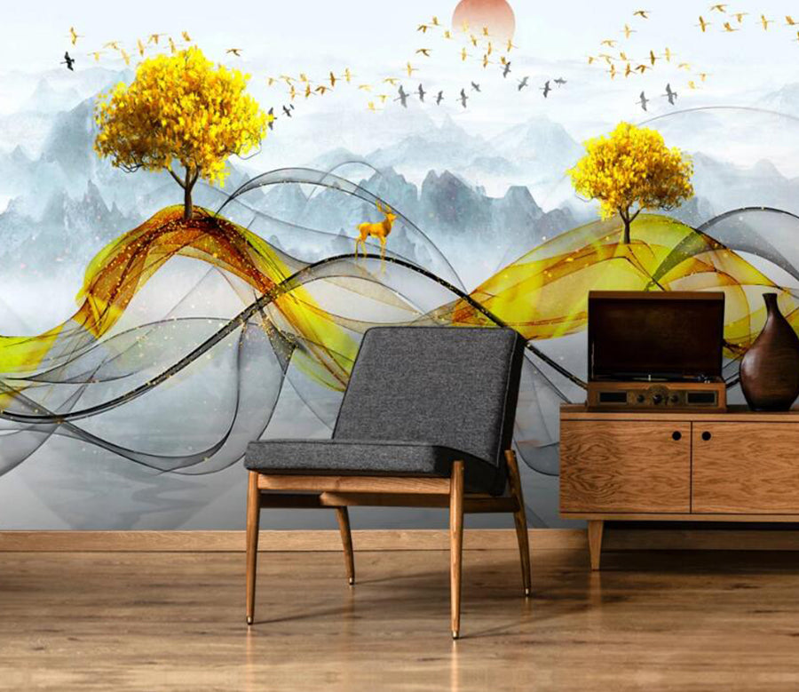 3D Ribbon Trees 158 Wall Murals