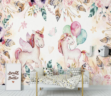 3D Colorful Feather Ponies 956 Wall Murals