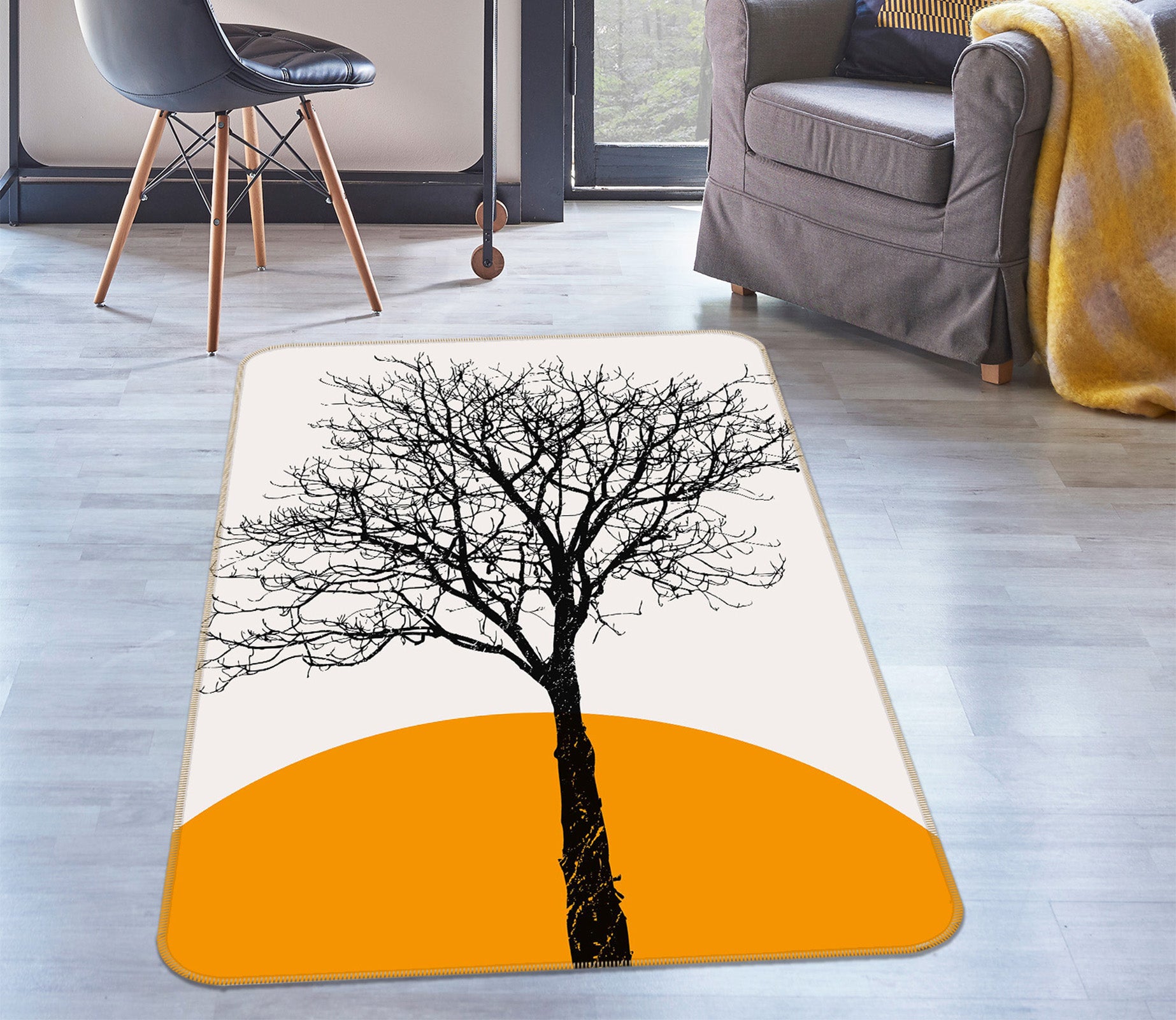3D Moon Dead Tree 1120 Boris Draschoff Rug Non Slip Rug Mat