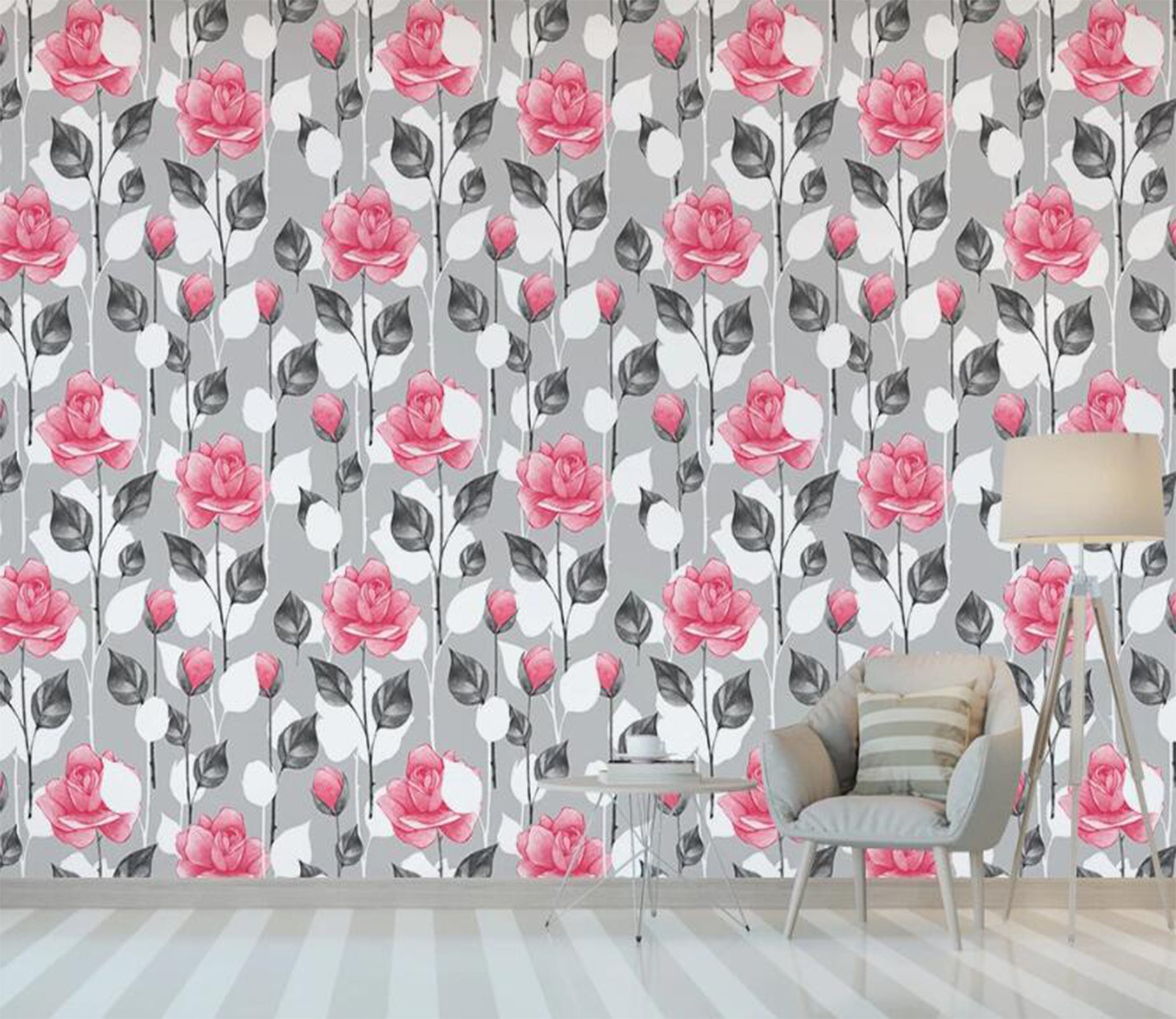 3D Densely Arranged Pink Roses 2201 Wall Murals