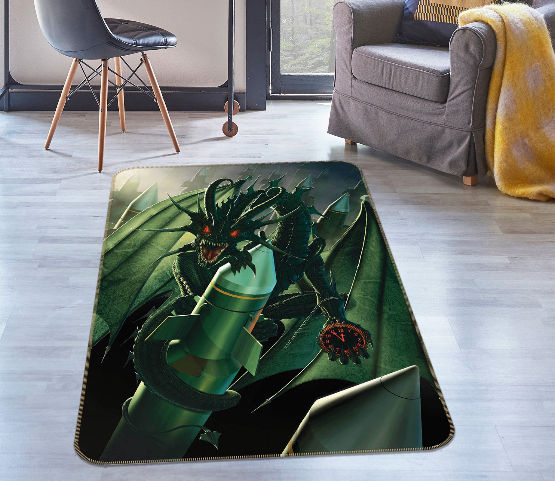 3D Doom Dragon 1031 Vincent Hie Rug Non Slip Rug Mat