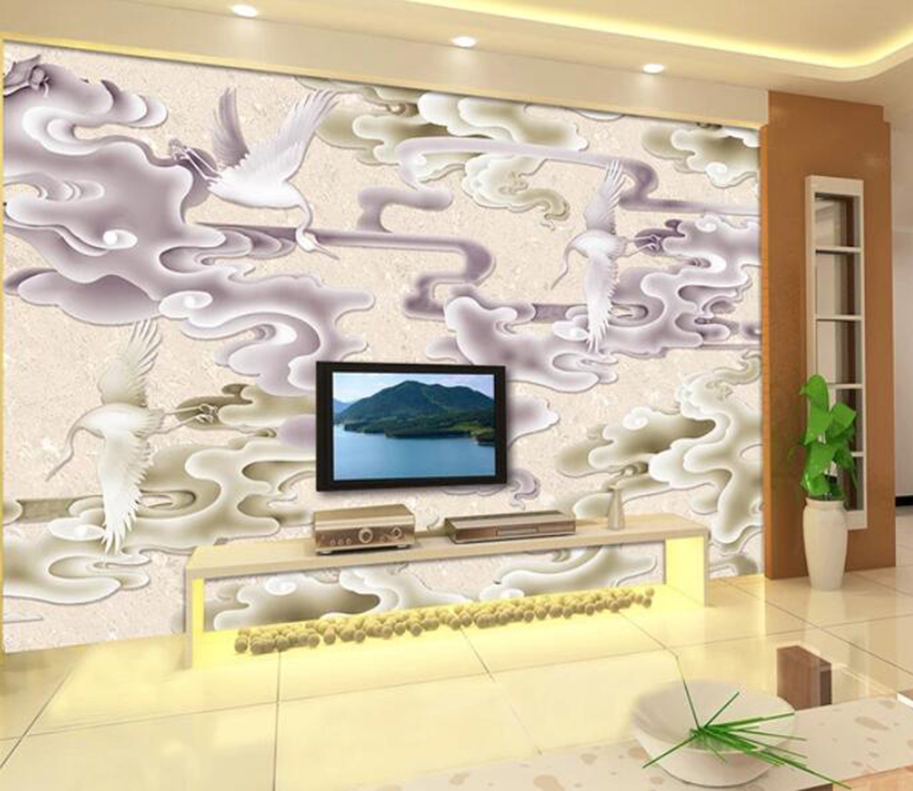 3D Purple Clouds WC12 Wall Murals Wallpaper AJ Wallpaper 2 