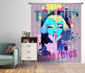 3D Playful Girl 769 Curtains Drapes