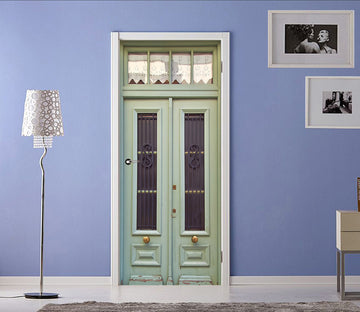 3D Green Iron Gate 008 Door Mural