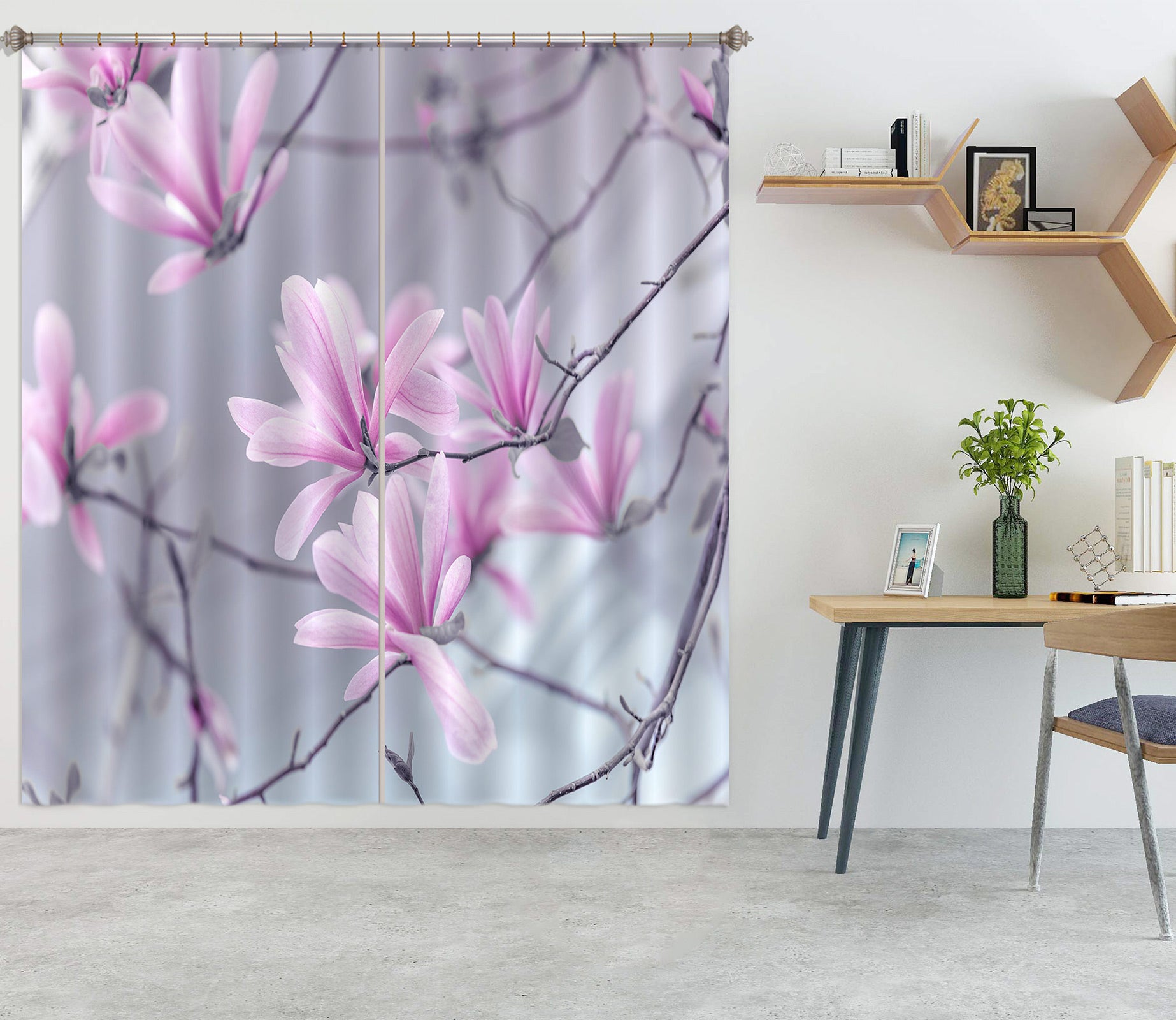 3D Pink Flower 6544 Assaf Frank Curtain Curtains Drapes