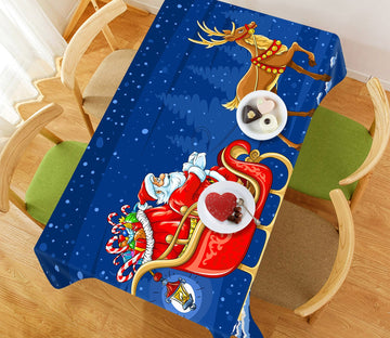 3D Deer Sled Old Man 5 Tablecloths Tablecloths AJ Creativity Home 