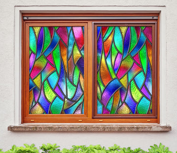 3D Green Triangle 224 Window Film Print Sticker Cling Stained Glass UV Block