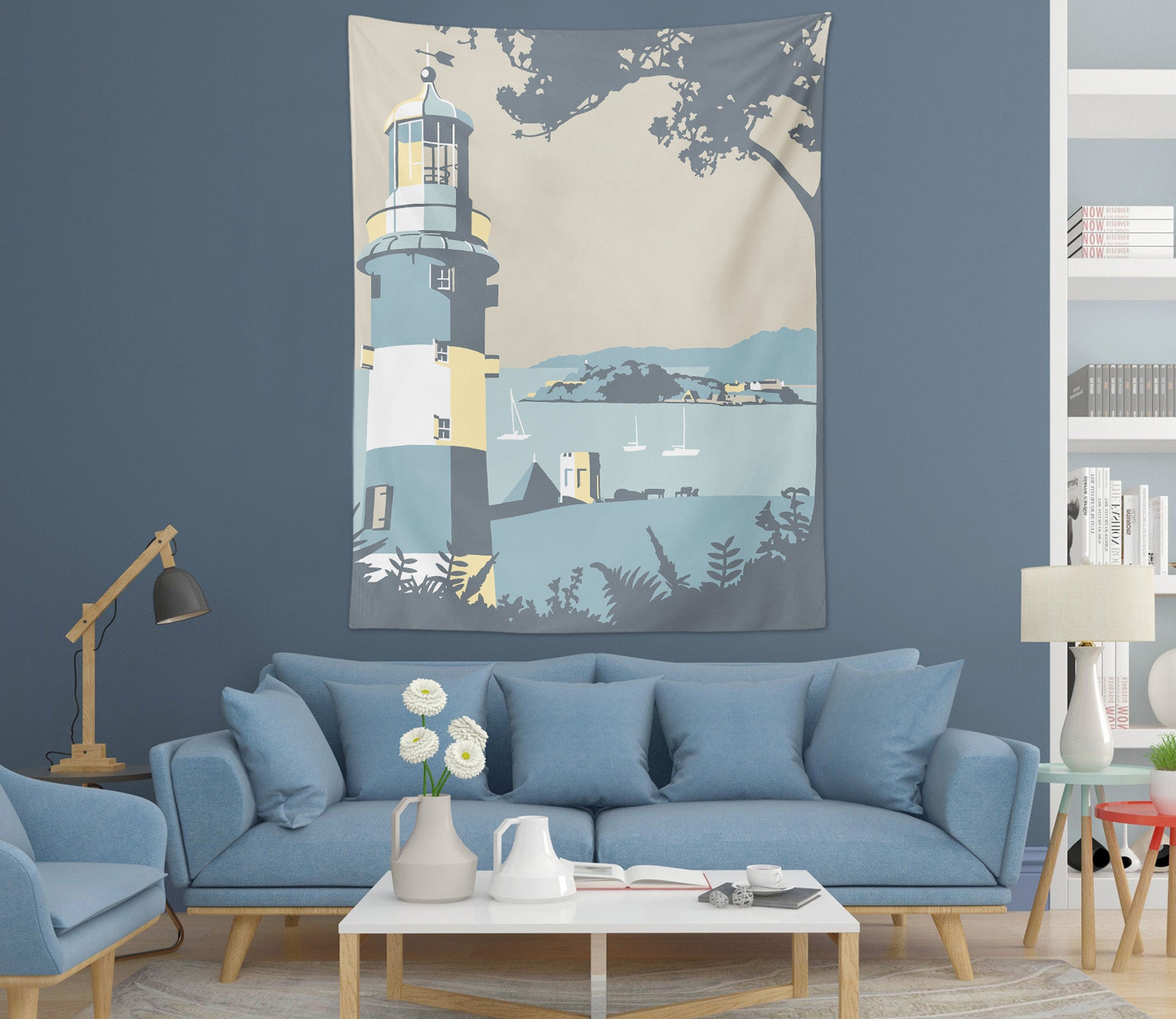 3D Blue Lighthouse 5358 Steve Read Tapestry Hanging Cloth Hang
