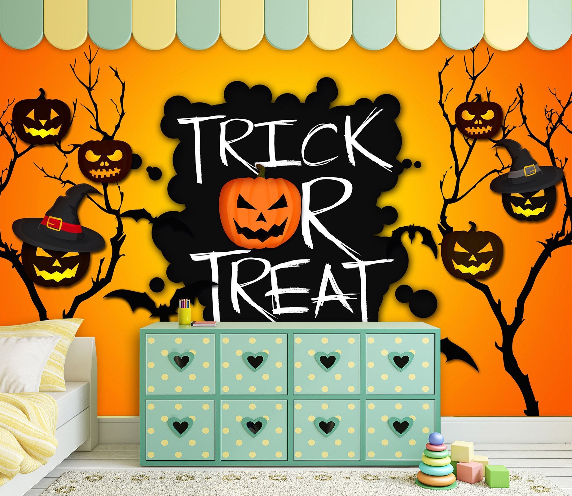 3D Black Pumpkin Festival 1016 Halloween Wall Murals Wallpaper AJ Wallpaper 2 